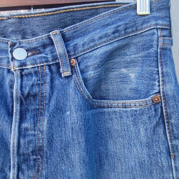 Levis 501 Button Fly Straight Leg Denim Jeans 31 X 30 - Picture 5 of 9